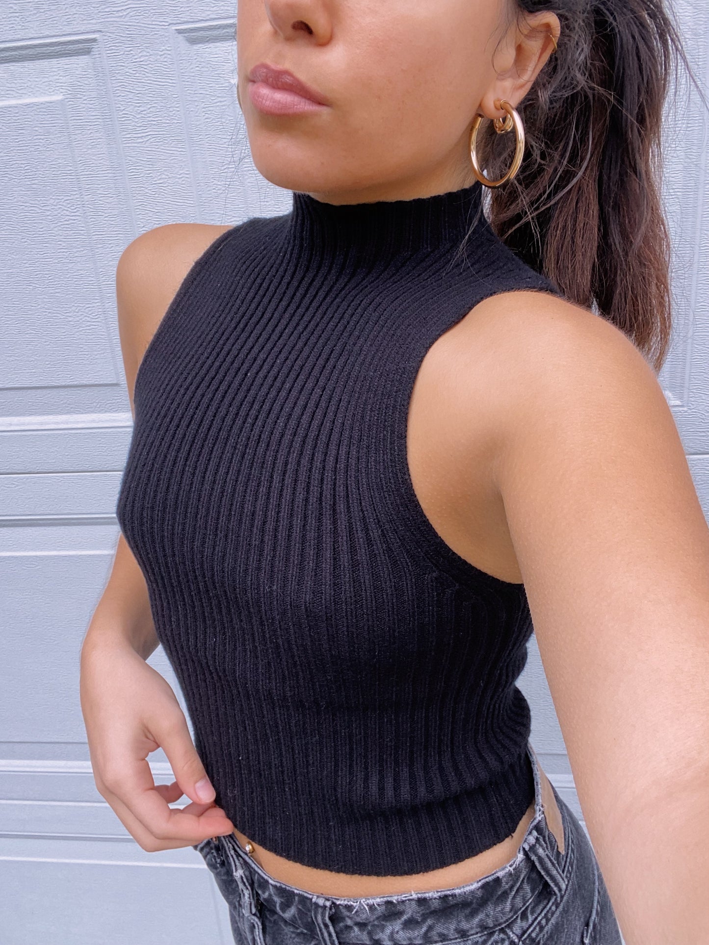 Mock Neck Sweater in Black