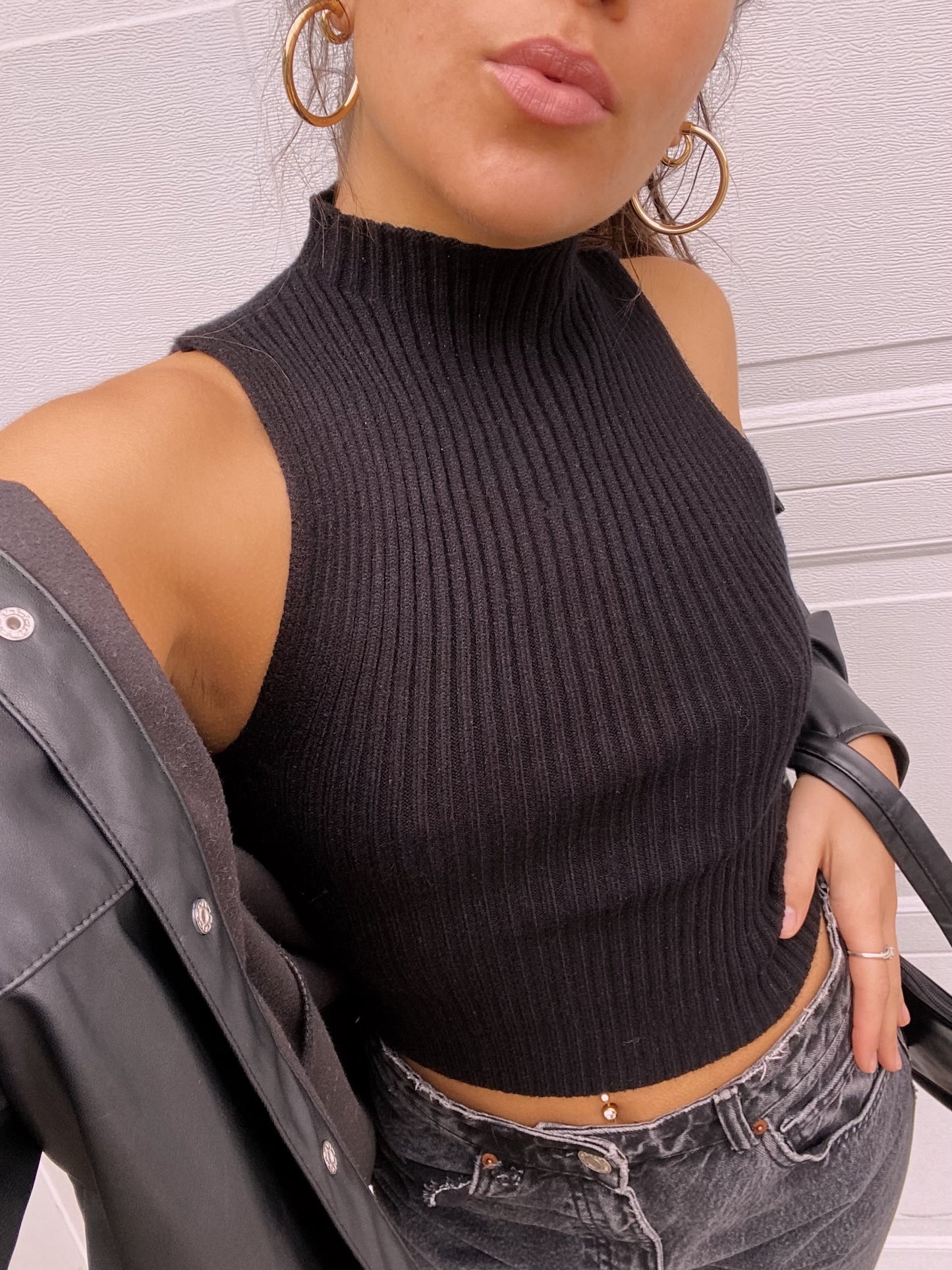 Mock Neck Sweater in Black