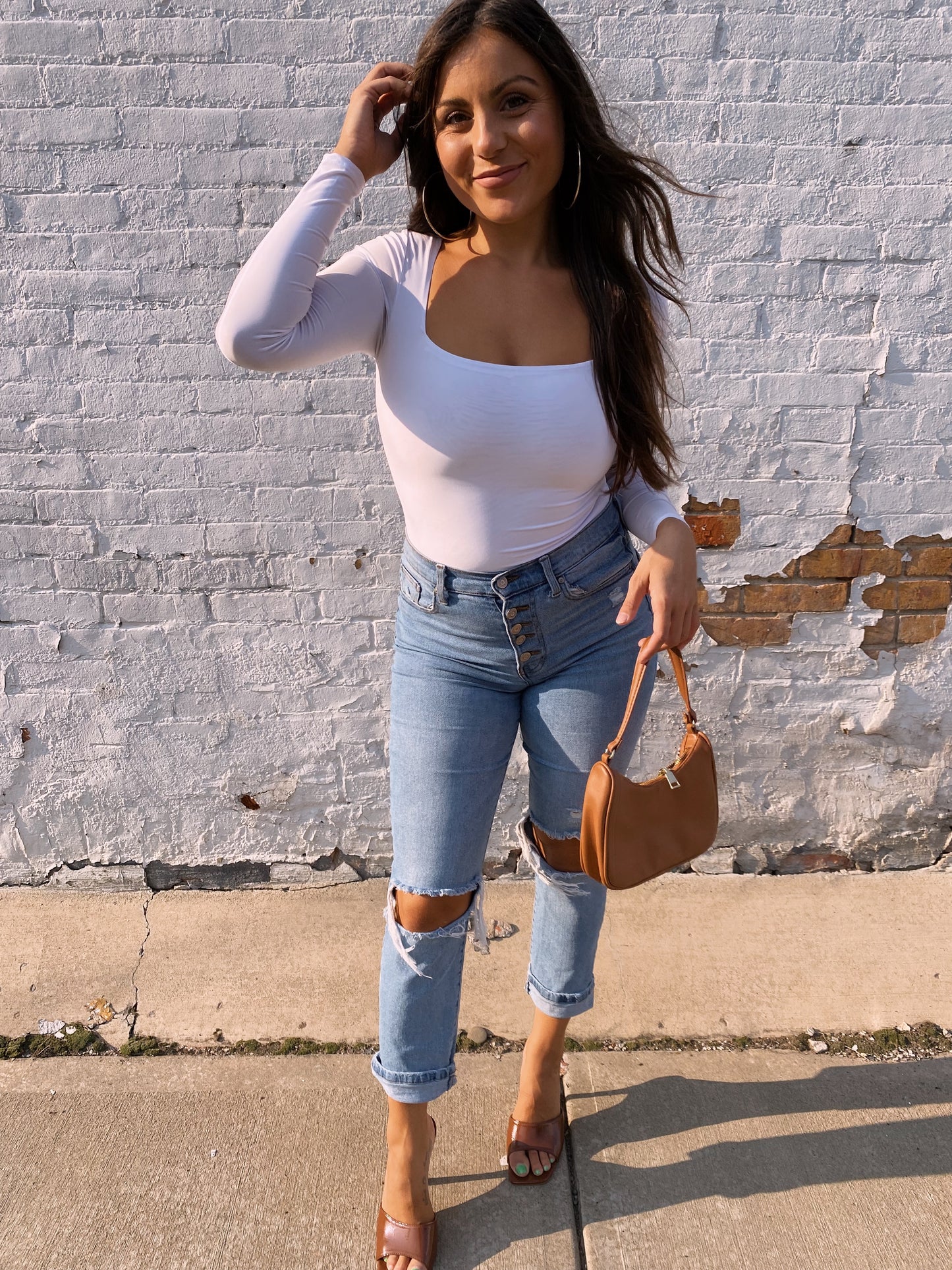 Square Neck Bodysuit // White