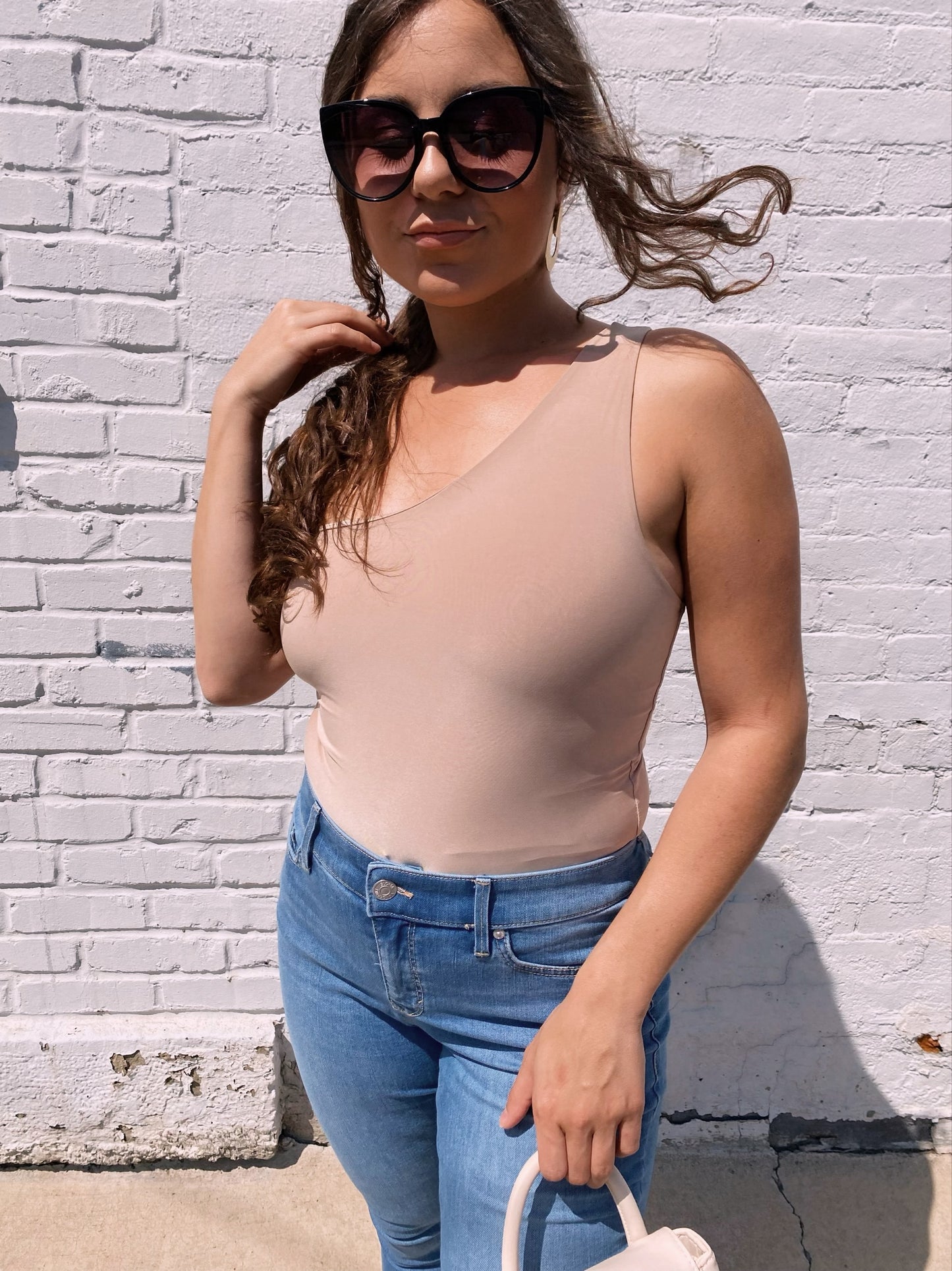 Amber One Sided Bodysuit in Khaki