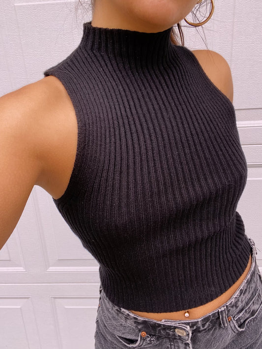 Mock Neck Sweater in Black