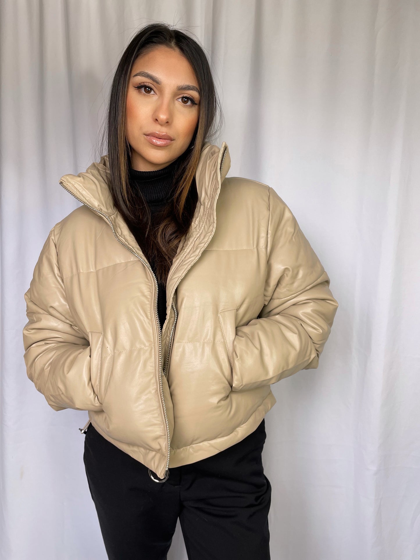 Faux Leather Puffer