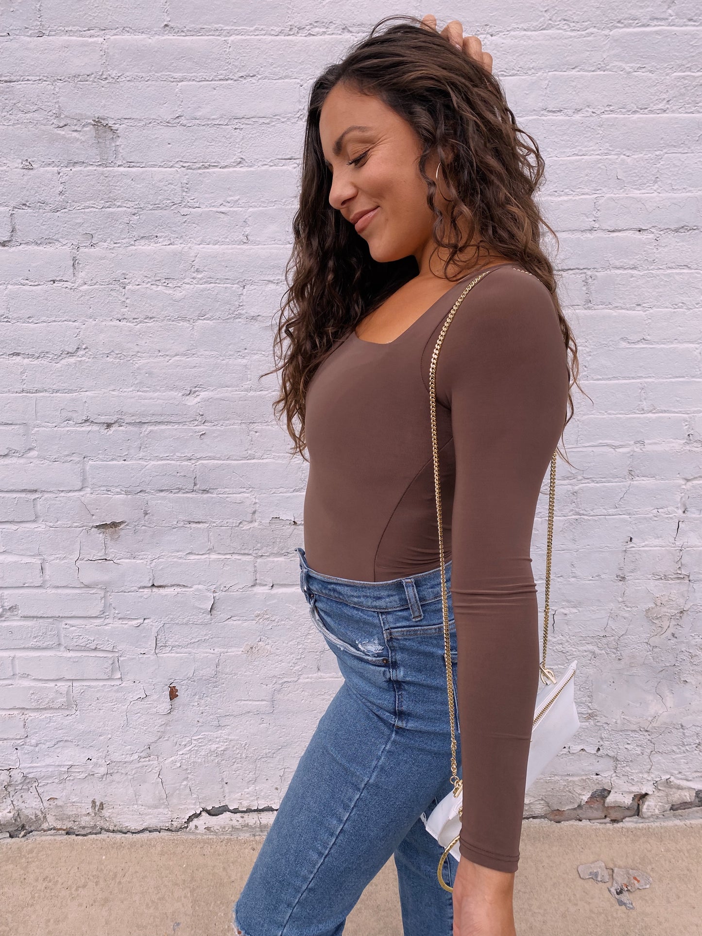Square Neck Bodysuit // Mocha