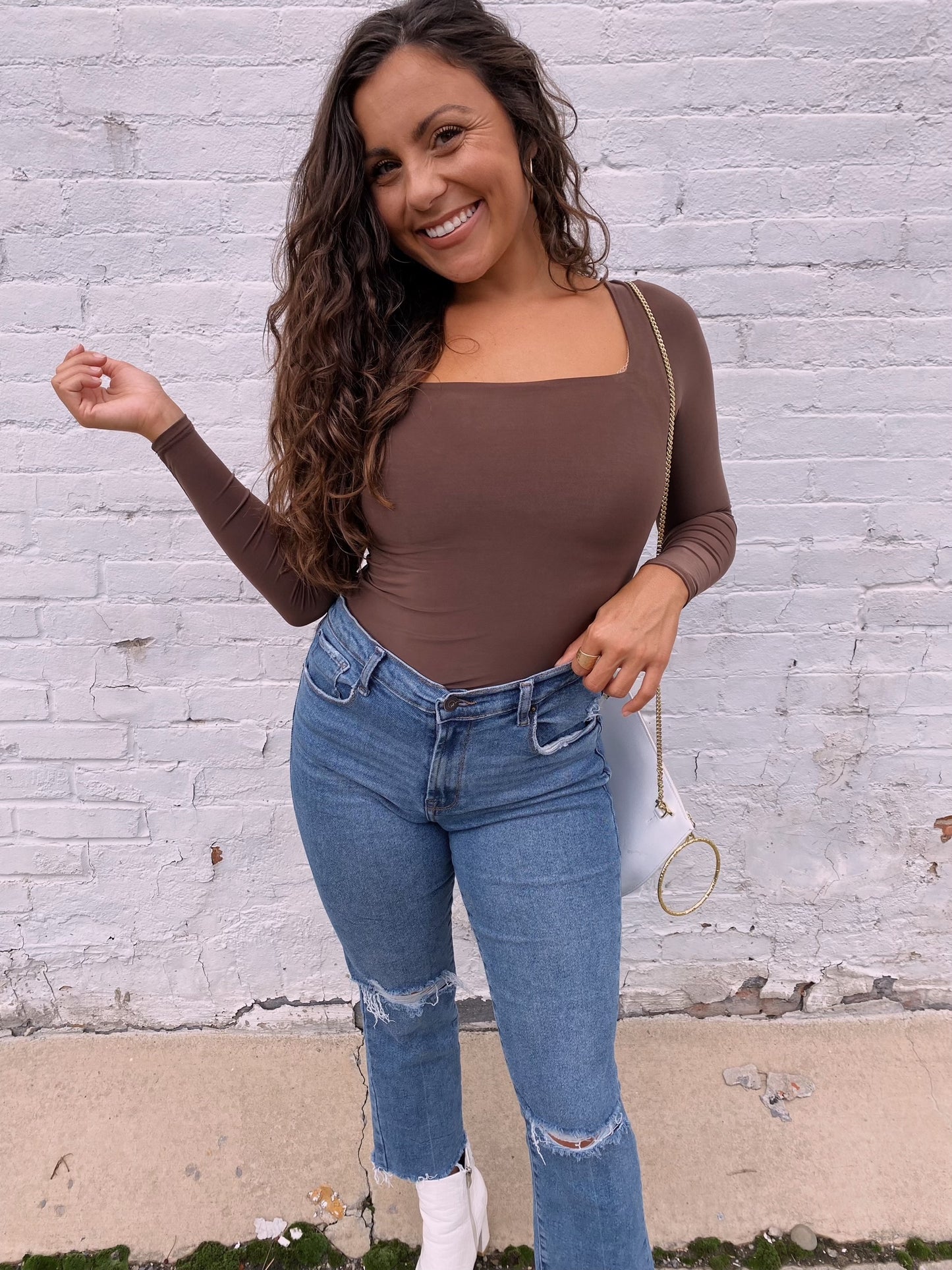 Square Neck Bodysuit // Mocha