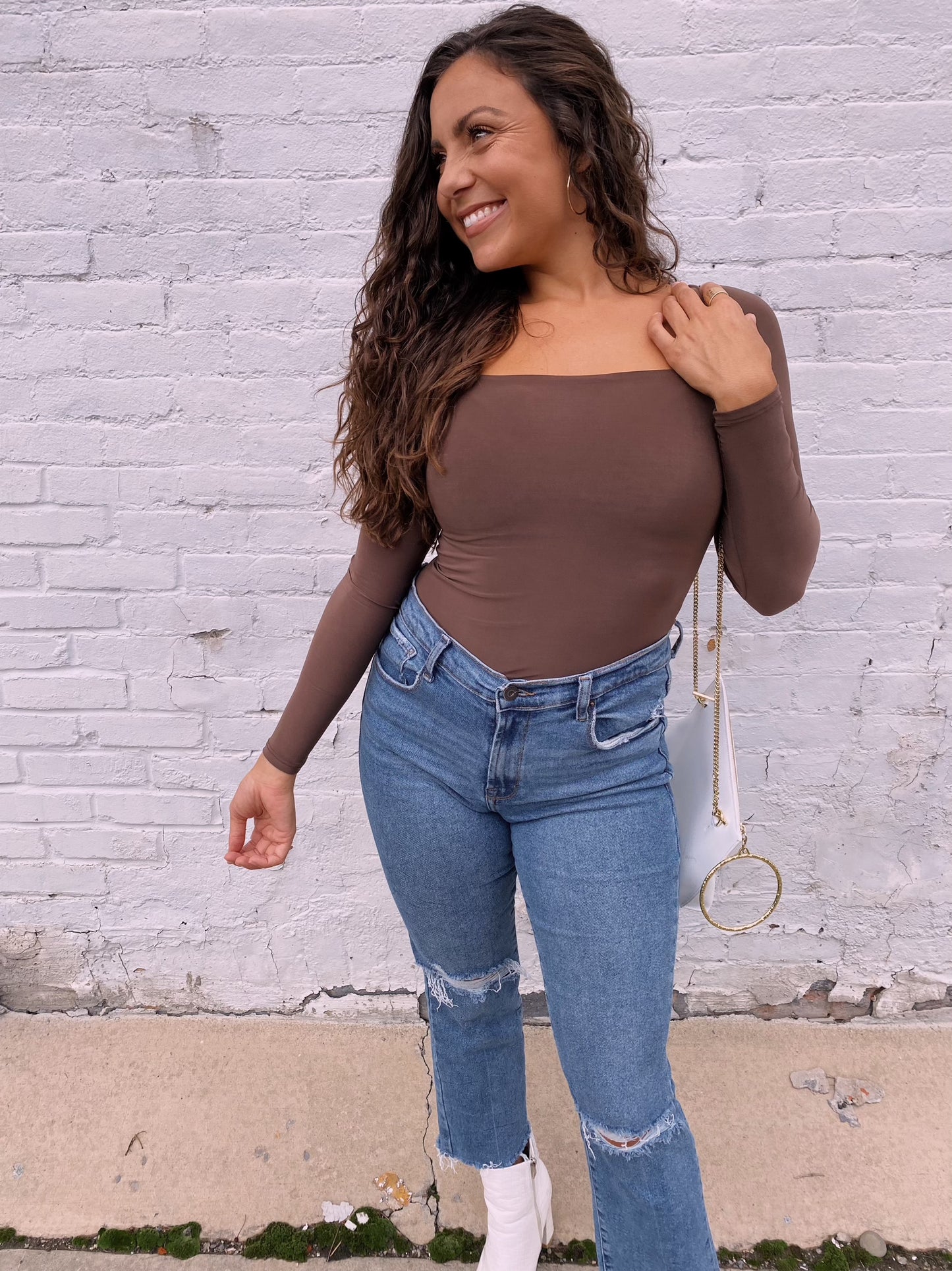 Square Neck Bodysuit // Mocha