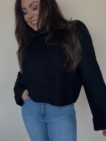 Chunky Turtleneck Sweater in Black