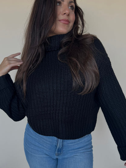 Chunky Turtleneck Sweater in Black