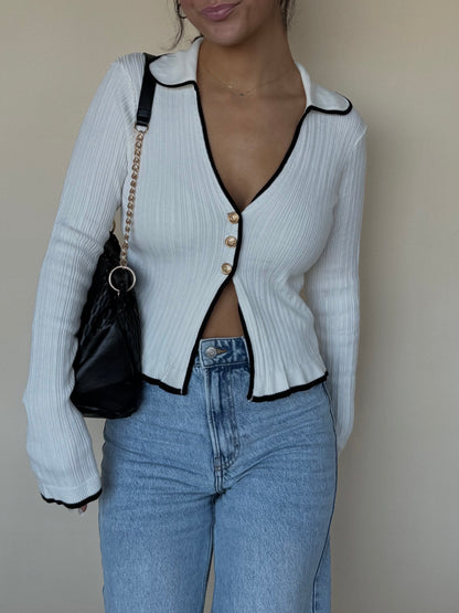 Collared Knit Sweater Cardigan