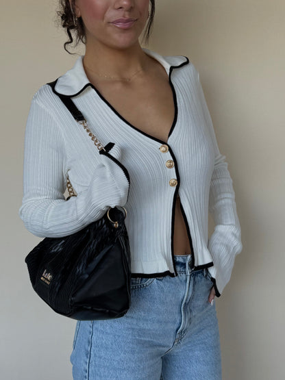 Collared Knit Sweater Cardigan