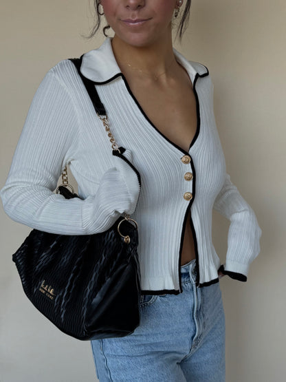 Collared Knit Sweater Cardigan