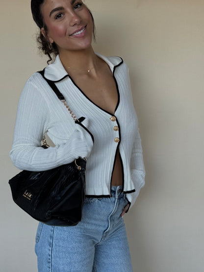 Collared Knit Sweater Cardigan