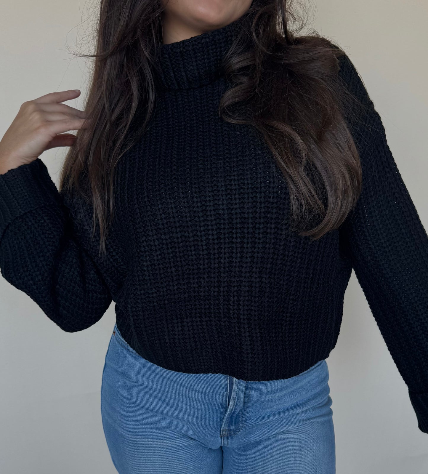 Chunky Turtleneck Sweater in Black