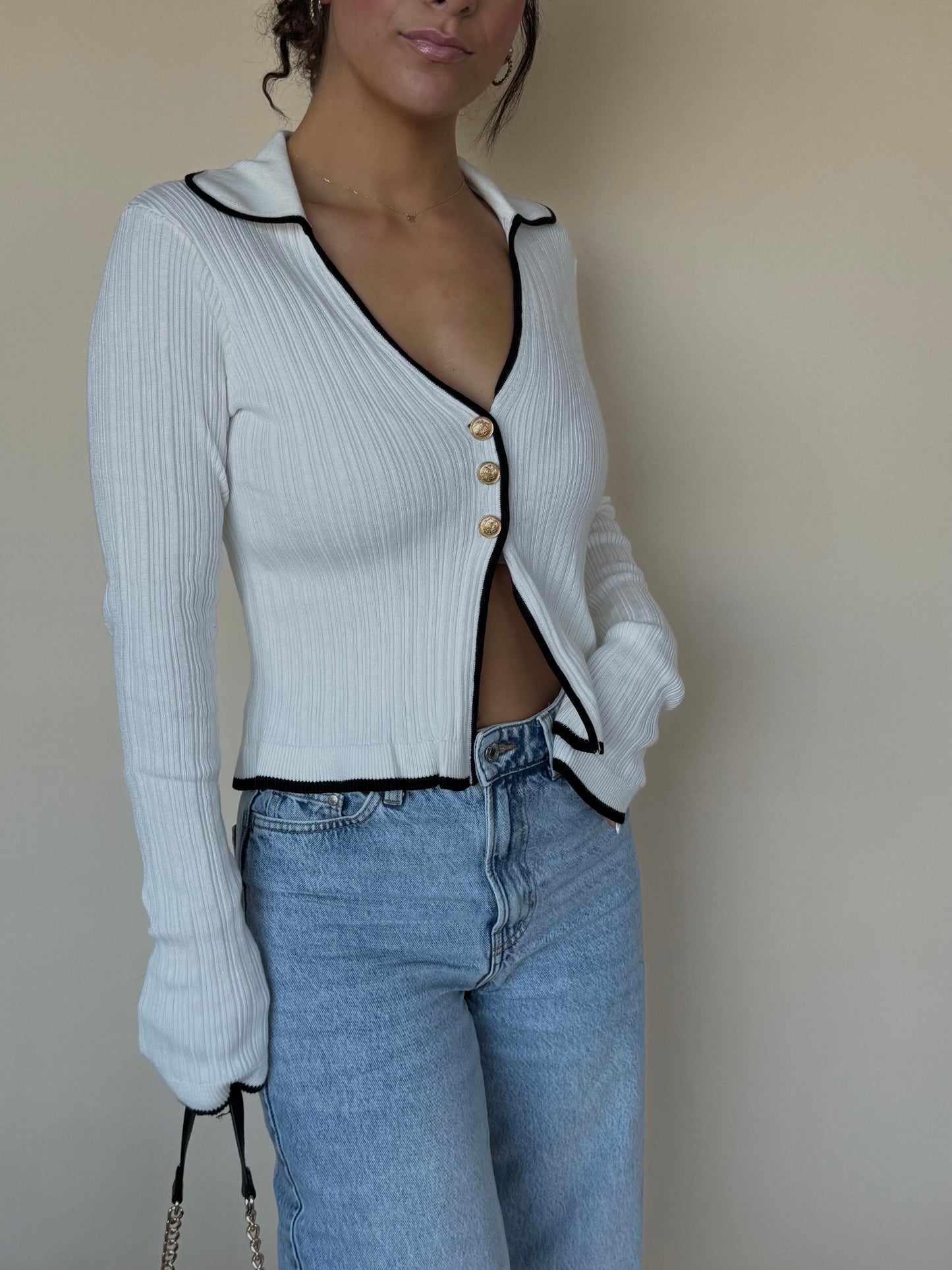 Collared Knit Sweater Cardigan