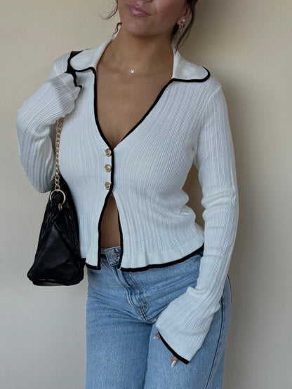 Collared Knit Sweater Cardigan