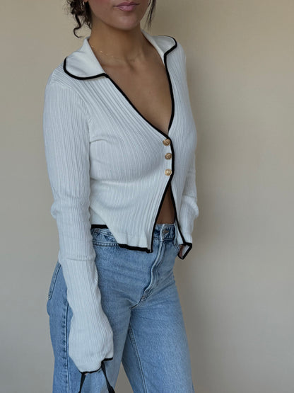 Collared Knit Sweater Cardigan